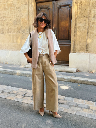 Pantalon en coton BARREL beige