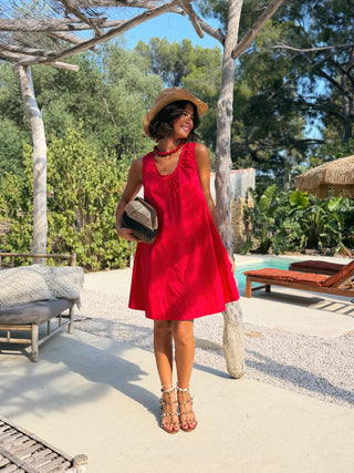 Robe TRAPÈZE rouge