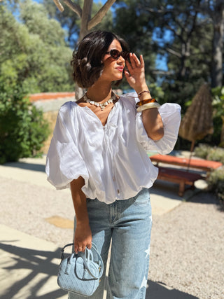 Blouse oversize AVA blanc