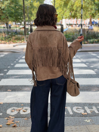 Veste à FRANGES taupe
