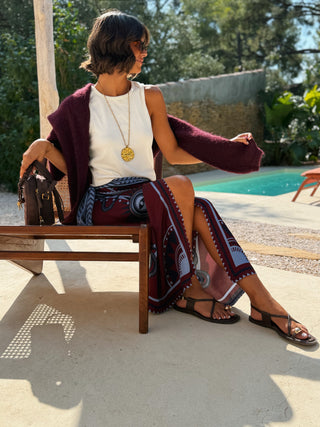 Jupe FOULARD bordeaux&marine