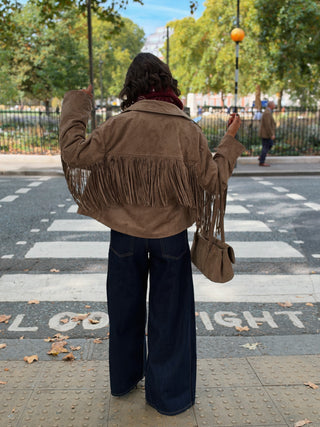 Veste à FRANGES taupe