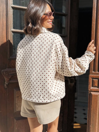 Veste à pois écru&chocolat