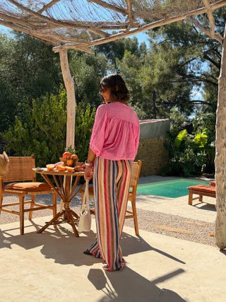 Pantalon RAINBOW en lin rayé (Pré-commande