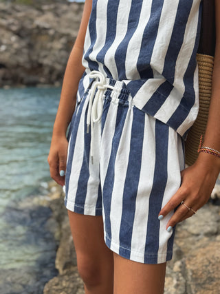 Ensemble FORMENTERA rayé marine&blanc