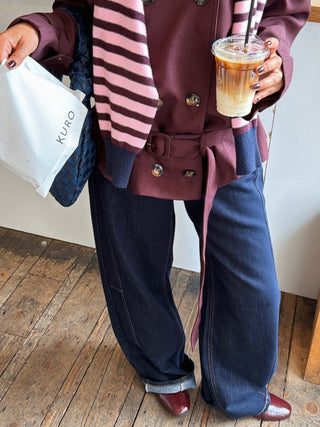 Jean large BARREL denim brut