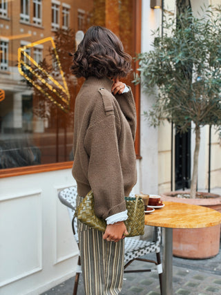 Gilet SHIRLEY en maille col montant kaki