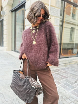 Sac M cabas chocolat en cuir