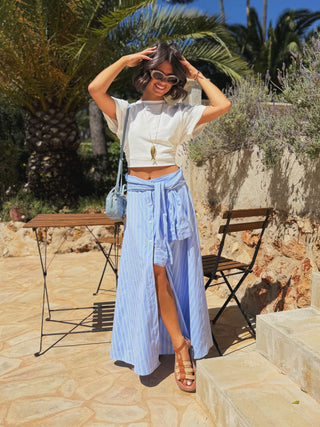 Jupe CHEMISE rayée bleu (pré-commande