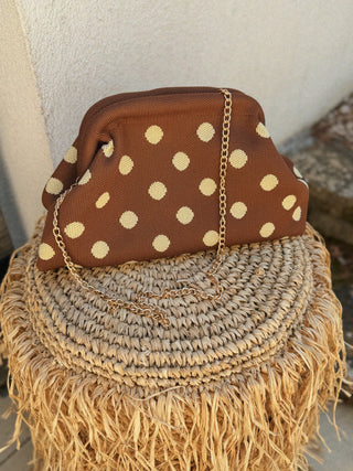 Pochette à POIS chocolat&jaune