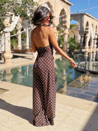 Combinaison pantalon à pois chocolat