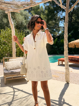 Robe RIVA ajourée blanc