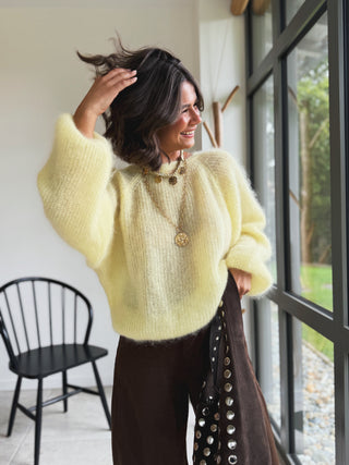 Pull CAMILLE jaune avec noeud