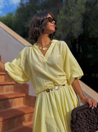 Blouse ALBA jaune en coton & soie