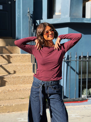 Sous pull BASIC avec du cachemire - bordeaux