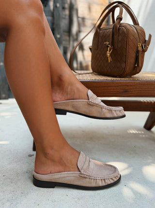 Mules façon daim MOCASSIN beige