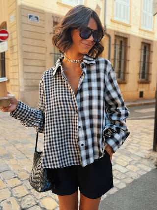 Chemise double carreaux noir