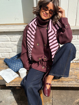Gilet rayé prune&rose