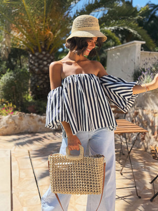 Top LÉNA rayé blanc&bleu