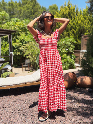 Robe longue VICHY rouge