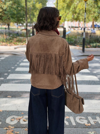 Veste à FRANGES taupe