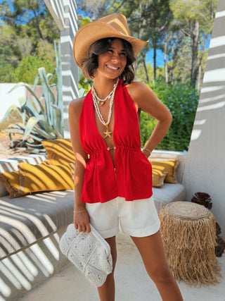 Top PERLA dos nu rouge