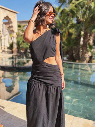 Robe JULIANE noir noeud