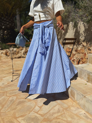 Jupe CHEMISE rayée bleu (pré-commande