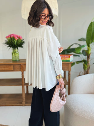 Chemise CHARLOTTE plissée blanche