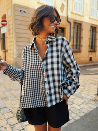 Chemise double carreaux noir