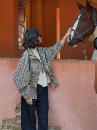 Veste DAKOTA a carreaux beige