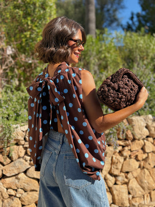 Pochette MILA en raphia chocolat