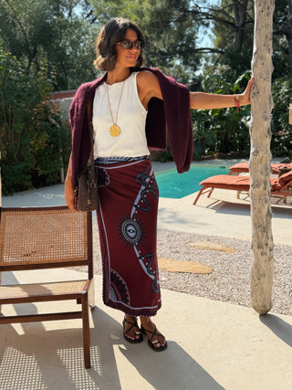 Jupe FOULARD bordeaux&marine
