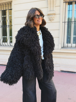 Veste à fourrure FLUFFY noir