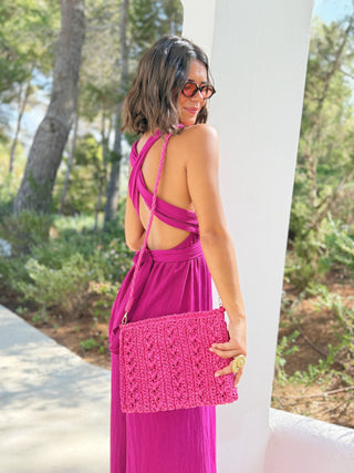 Pochette RAPHIA fuschia