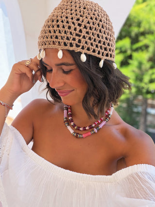 Collier NOMADES rose&rouge