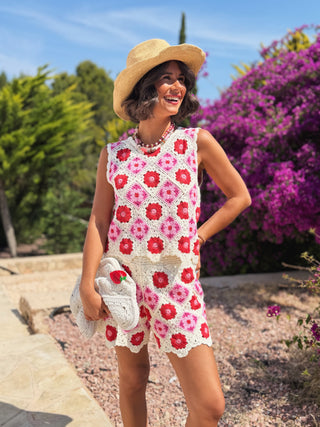 Ensemble CROCHET rose&rouge