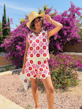 Ensemble CROCHET rose&rouge