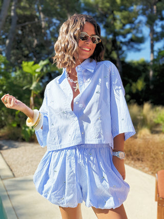Ensemble PRINCE rayé bleu ciel