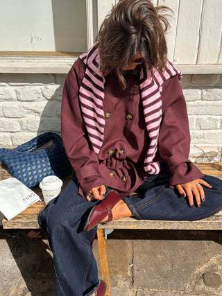 Gilet rayé prune&rose