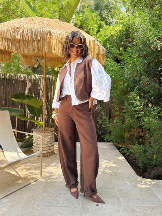 Bolero en daim chocolat DENVER