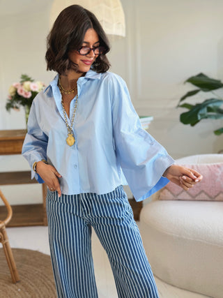 Chemise courte RAPH bleu ciel (Pré-commande)