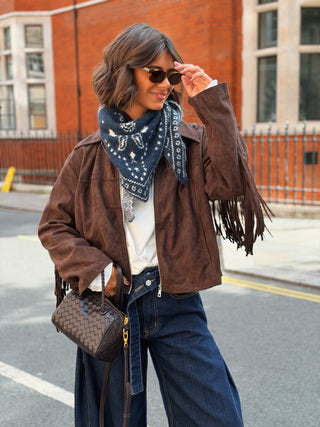Veste à FRANGES chocolat