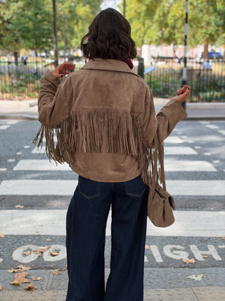 Veste à FRANGES taupe