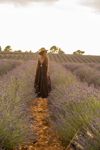Robe en coton SOLEIL prune