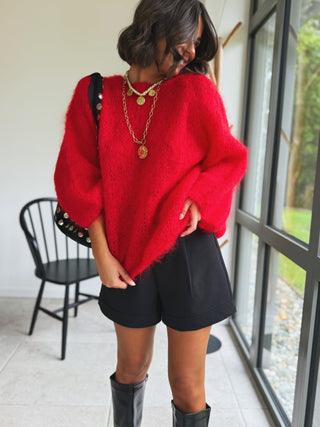 Pull DAN en mohair rouge