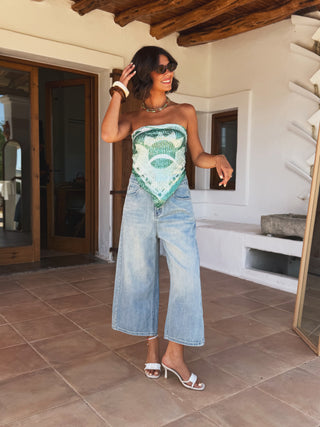 Top PACHA a sequins turquoise