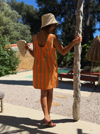 Robe POLKA rayée orange/beige