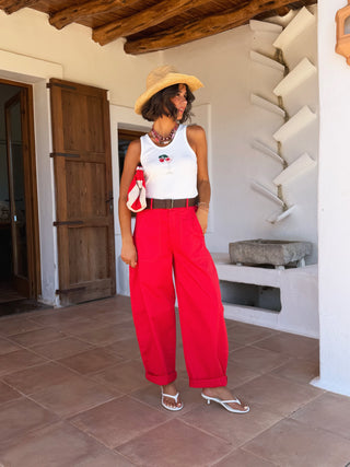Pantalon TINO en coton rouge