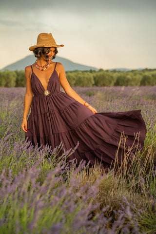 Robe en coton SOLEIL prune